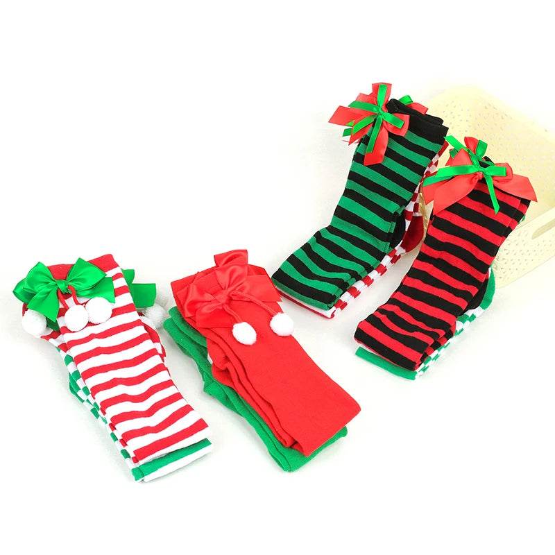 Christmas Ornaments Socks Striped Long Stockings Christmas - HORA GIFT