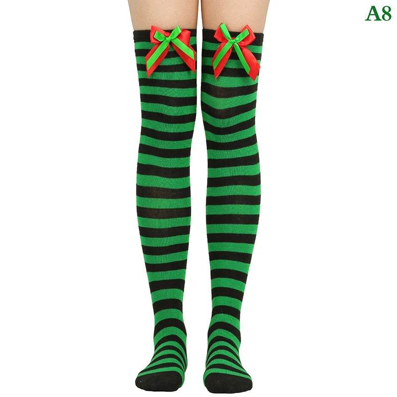 Christmas Ornaments Socks Striped Long Stockings Christmas - HORA GIFT