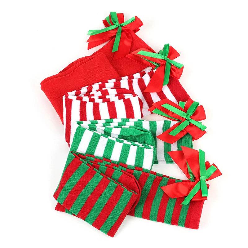 Christmas Ornaments Socks Striped Long Stockings Christmas - HORA GIFT