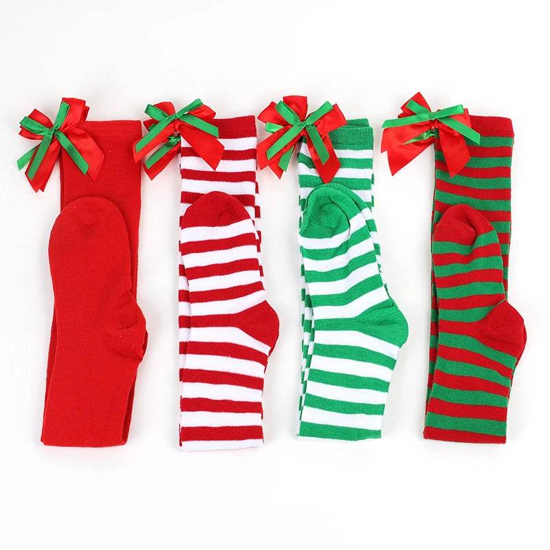 Christmas Ornaments Socks Striped Long Stockings Christmas - HORA GIFT