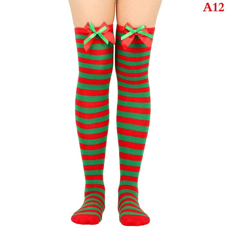 Christmas Ornaments Socks Striped Long Stockings Christmas - HORA GIFT