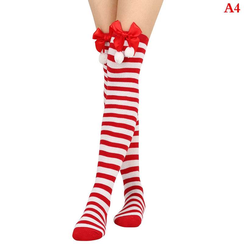 Christmas Ornaments Socks Striped Long Stockings Christmas - HORA GIFT