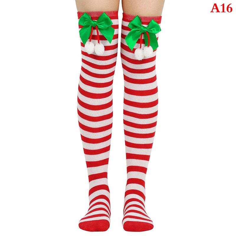 Christmas Ornaments Socks Striped Long Stockings Christmas - HORA GIFT
