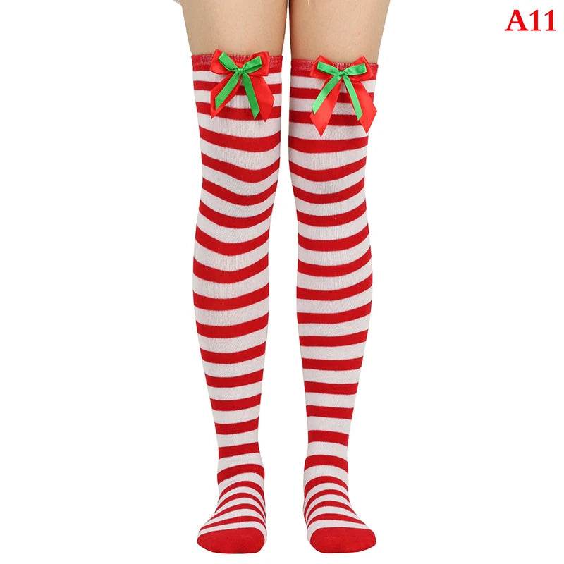 Christmas Ornaments Socks Striped Long Stockings Christmas - HORA GIFT