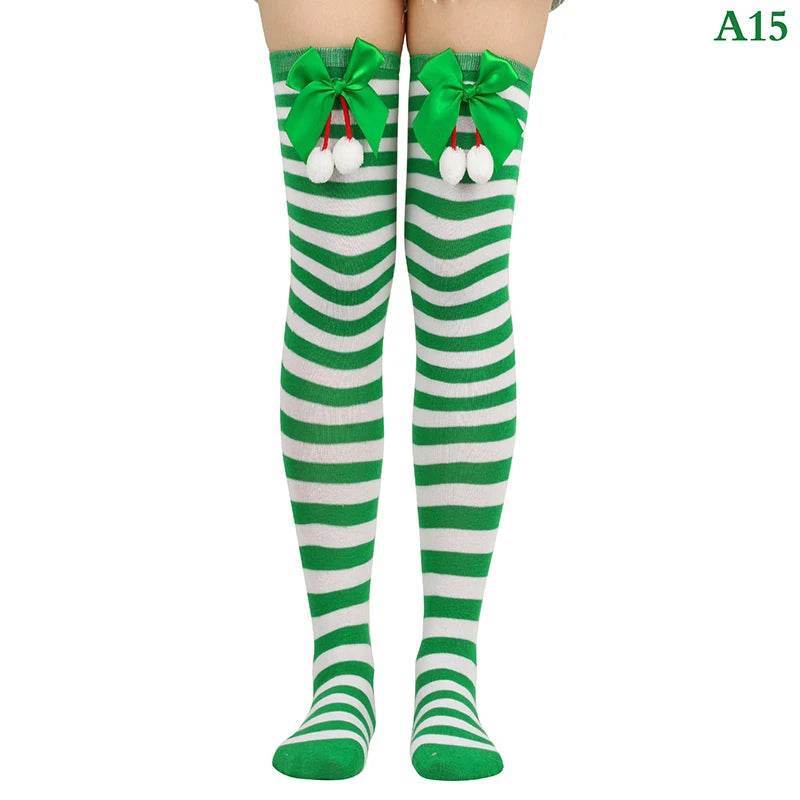 Christmas Ornaments Socks Striped Long Stockings Christmas - HORA GIFT