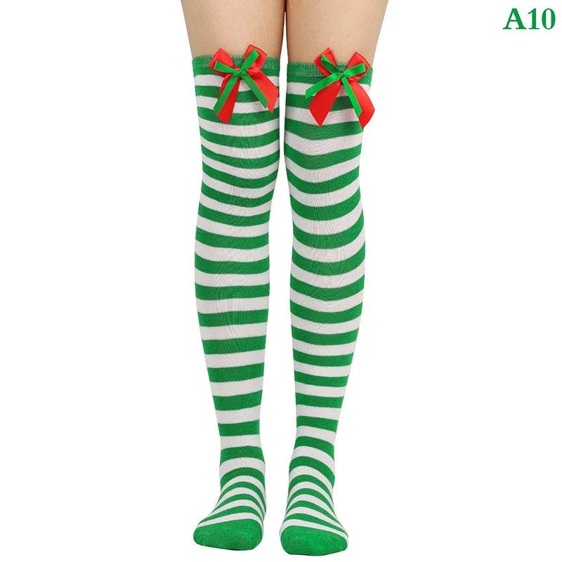 Christmas Ornaments Socks Striped Long Stockings Christmas - HORA GIFT