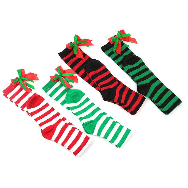 Christmas Ornaments Socks Striped Long Stockings Christmas - HORA GIFT