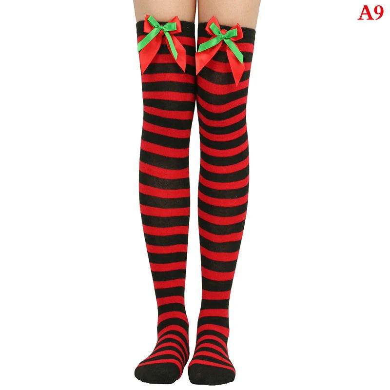 Christmas Ornaments Socks Striped Long Stockings Christmas - HORA GIFT