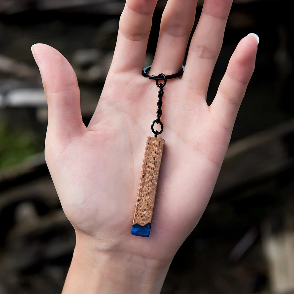 Custom Resin Wood Keychain Fashion Personlized Gift for Couple Car Key Ring Key Chain Engraving Text Logo Name OEM Dropshipping