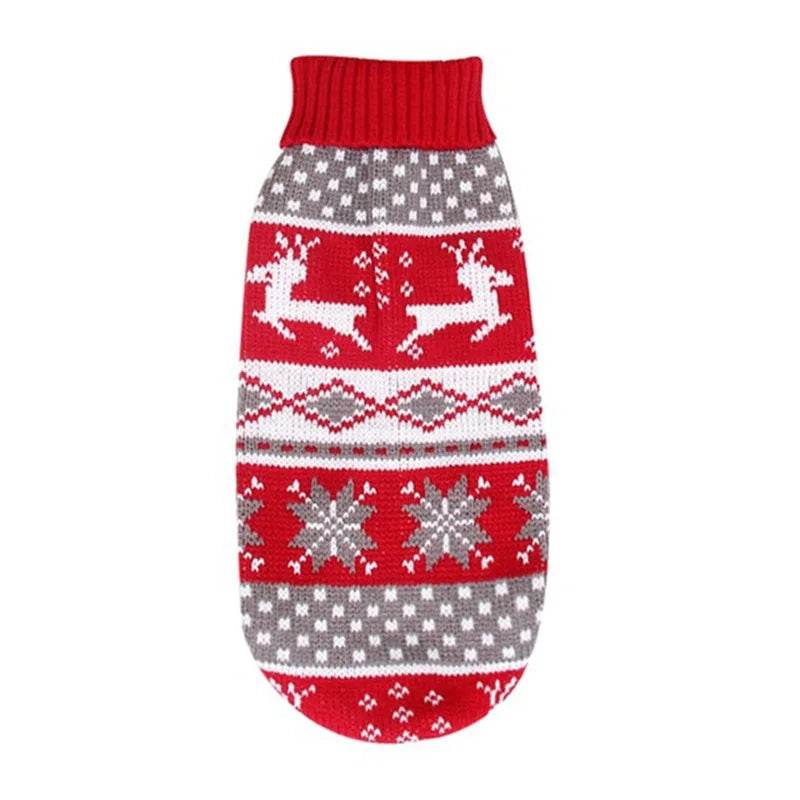 Christmas Dog Sweater Medium Large Dogs Reindeer Snowflake Knitted Sweater - HORA GIFT