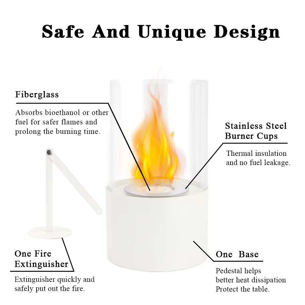 Table Metal Candle Holder White Pillar Decoration With Glass Tube