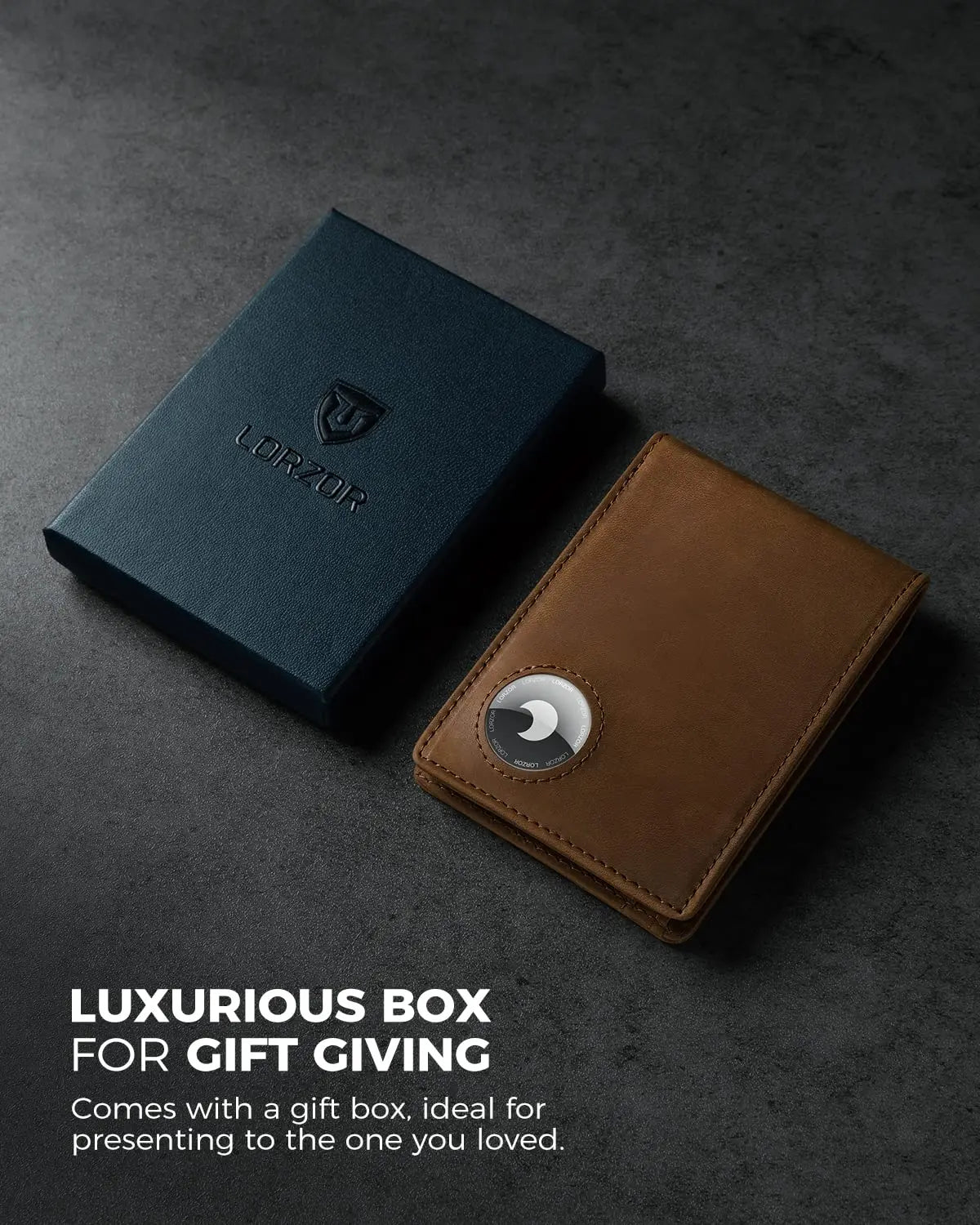 THUMBS-UP Slim Crazy Horse Leather Brown RFID Blocking Bifold Money Clip Air Tag Men Wallet