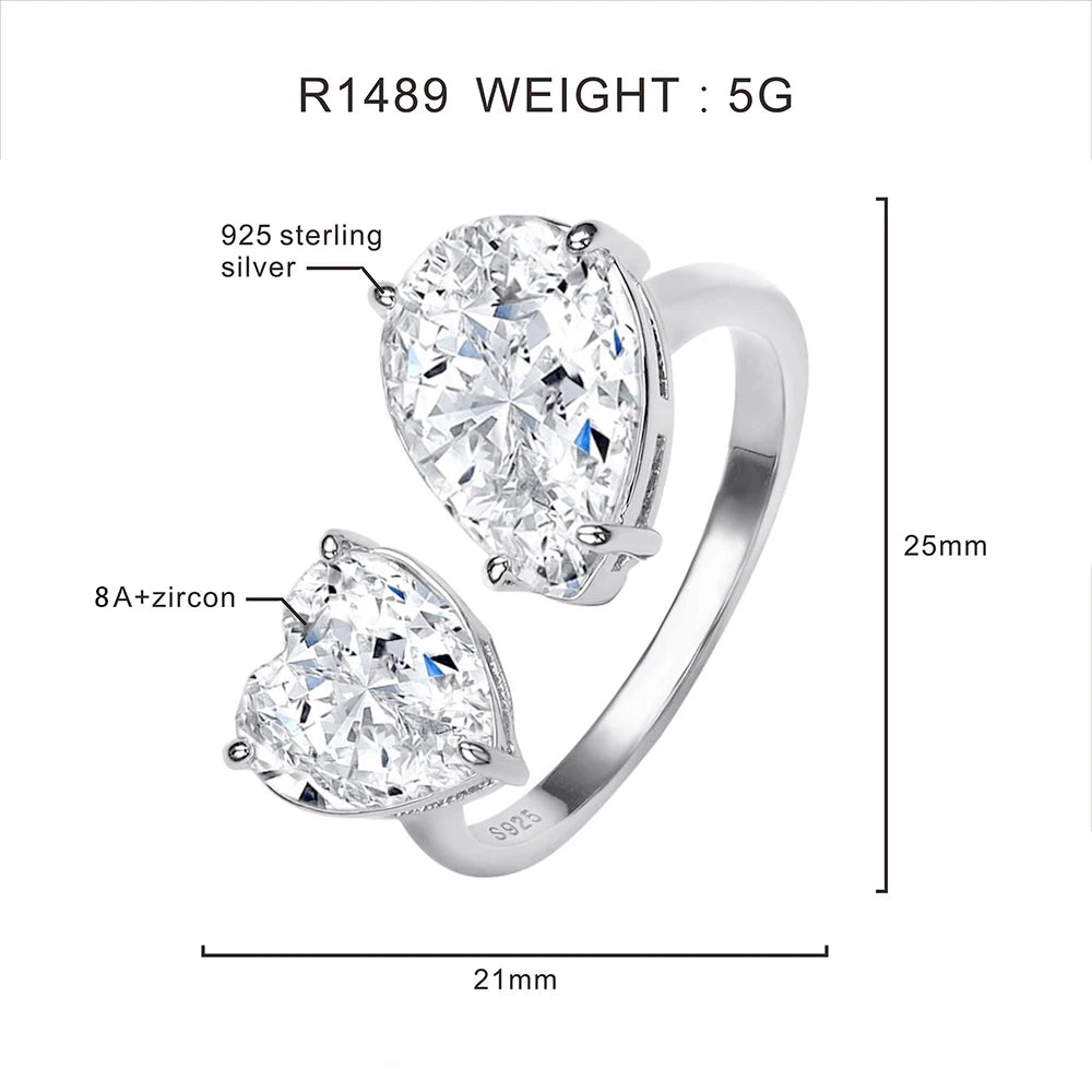 FOXI Jewelry Local Stock in US 8A Crushed Ice Open Ring 925 Sterling Silver Fine Jewelry Fingers Luxury Rings for Women