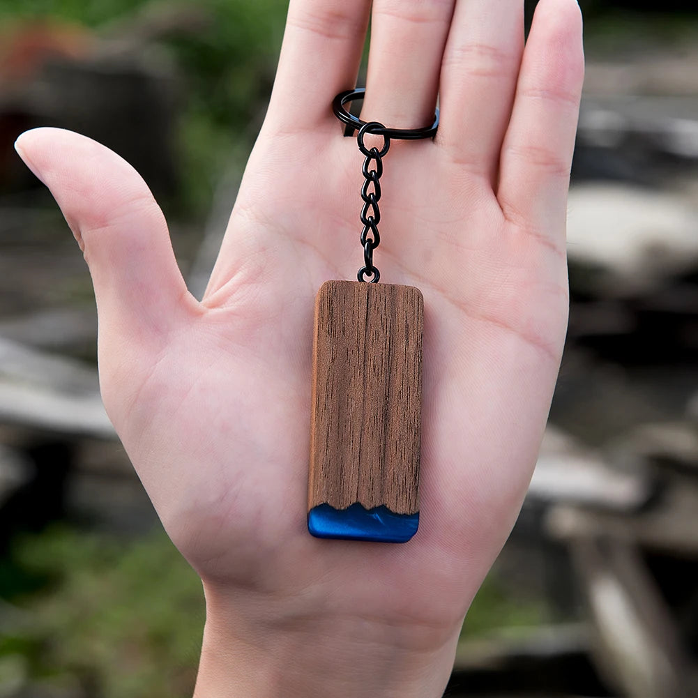 Custom Resin Wood Keychain Fashion Personlized Gift for Couple Car Key Ring Key Chain Engraving Text Logo Name OEM Dropshipping