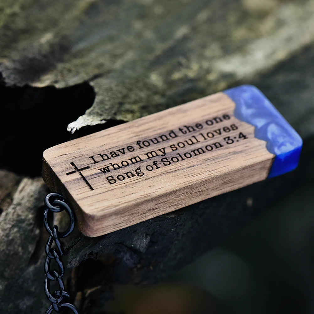 Custom Resin Wood Keychain Fashion Personlized Gift for Couple Car Key Ring Key Chain Engraving Text Logo Name OEM Dropshipping