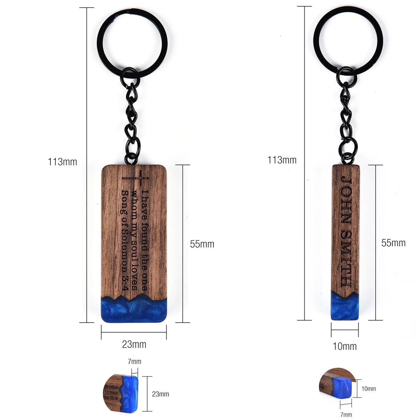 Custom Resin Wood Keychain Fashion Personlized Gift for Couple Car Key Ring Key Chain Engraving Text Logo Name OEM Dropshipping