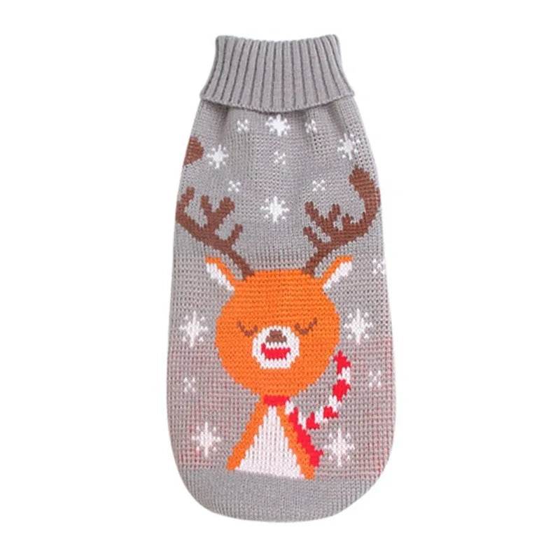 Christmas Dog Sweater Medium Large Dogs Reindeer Snowflake Knitted Sweater - HORA GIFT