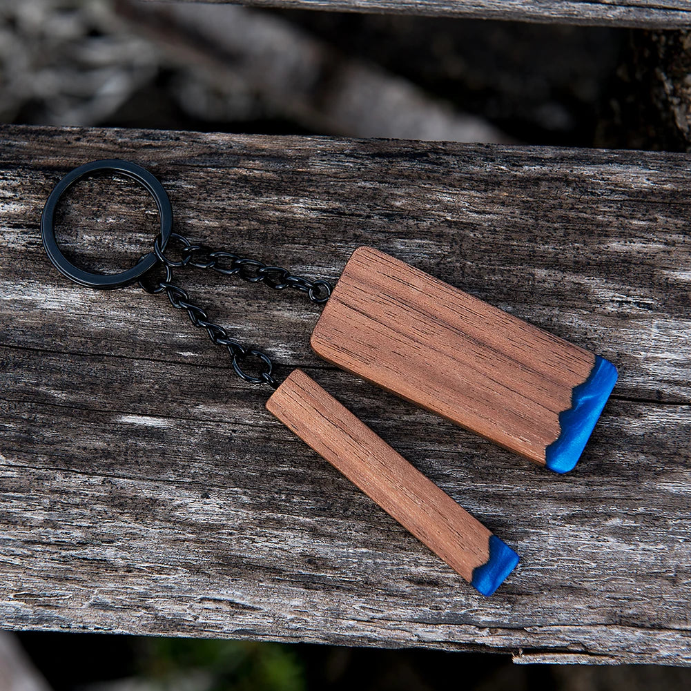 Custom Resin Wood Keychain Fashion Personlized Gift for Couple Car Key Ring Key Chain Engraving Text Logo Name OEM Dropshipping