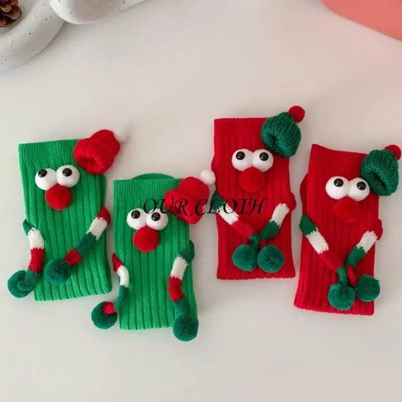 Funny Christmas Hand Socks for Kids Cartoon Big Eyes Novelty Middle Tube Socks Hosiery Holiday Party Gift Y1AC - HORA GIFT