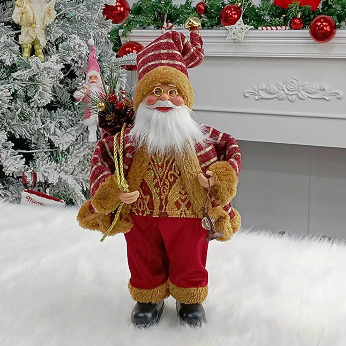 Christmas Sitting Standing Santa Claus Figurines Doll Cute 12inch - HORA GIFT