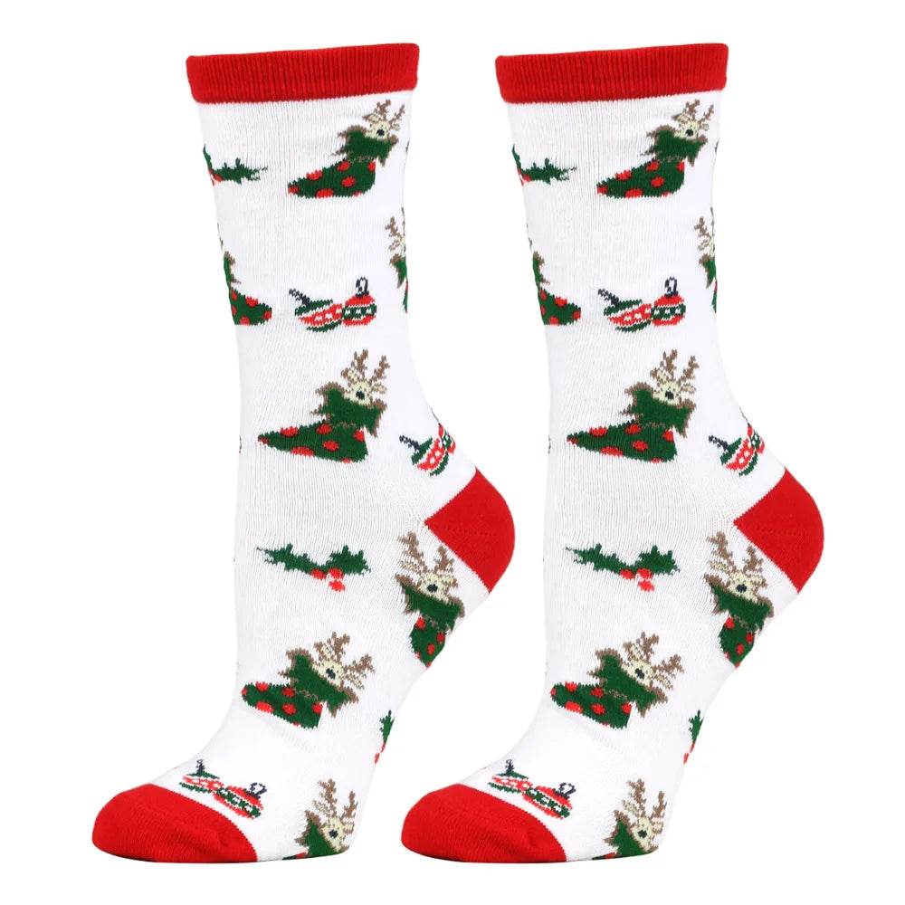 Christmas Mid-Calf Socks for Men Women Santa Claus Autumn Winter Gingerbread Man Cotton Elastic Gift Party Calf-Length Socks - HORA GIFT