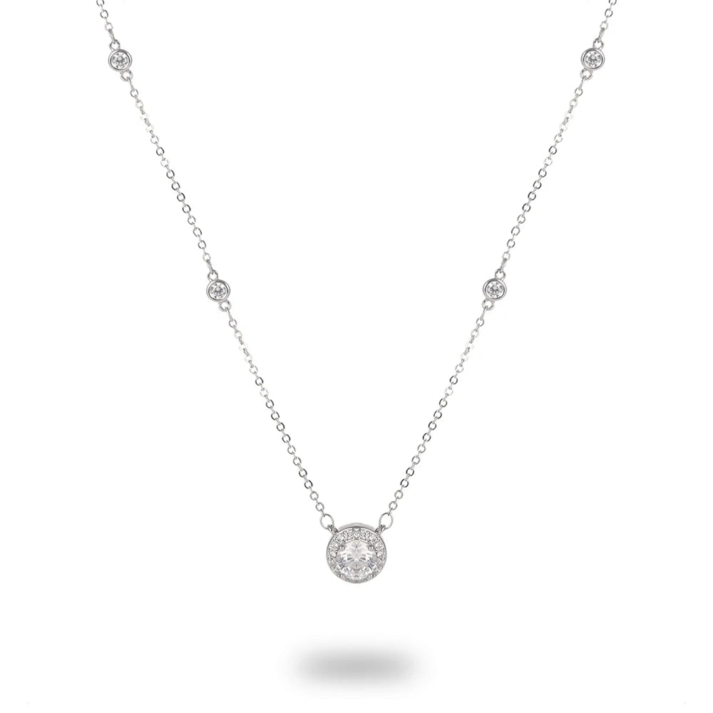 1CT Moissanite Necklace for Women Certified 925 Sterling Silver Sparkling Lab Diamond Pendant Chain Party Jewelry GRA USA Stock