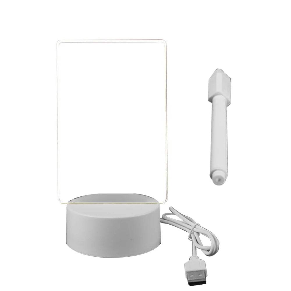 Transparent Luminous LED Night Lights USB Luminous Acrylic Night Light Erasable Write Message Board Calendar Desktop Ornaments - HORA GIFT