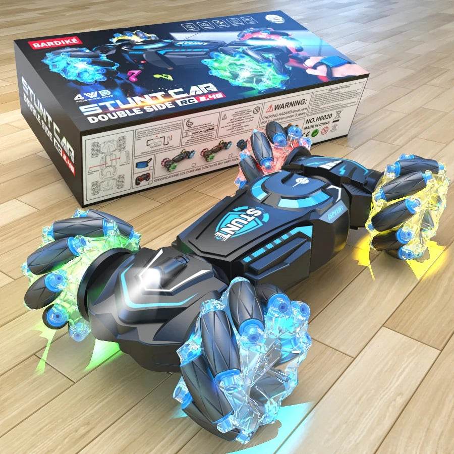 4WD RC stunt car rotation drift 2.4G wireless remote control car children's and boys sound and light toy car - HORA GIFT