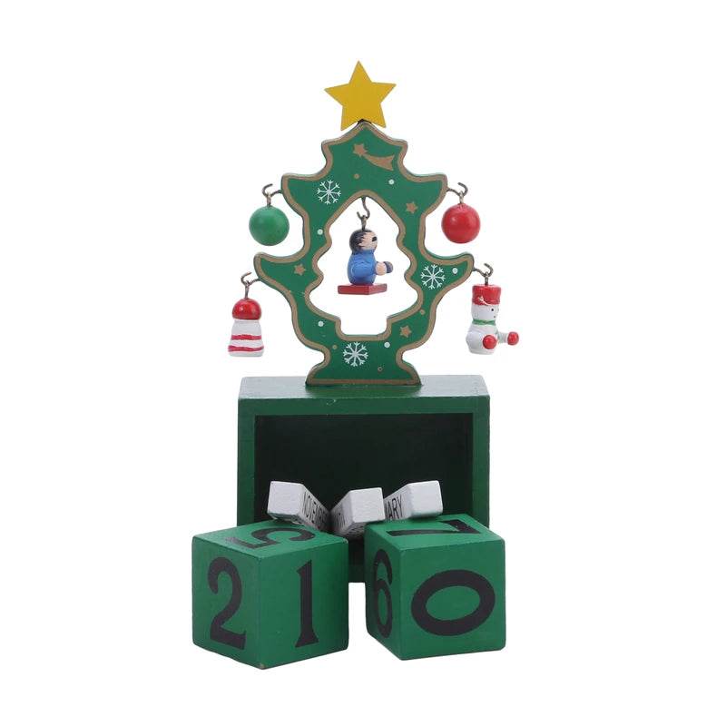 Christmas Count Down Calendar Santa Claus Elk Snowman Wooden Calendar - HORA GIFT