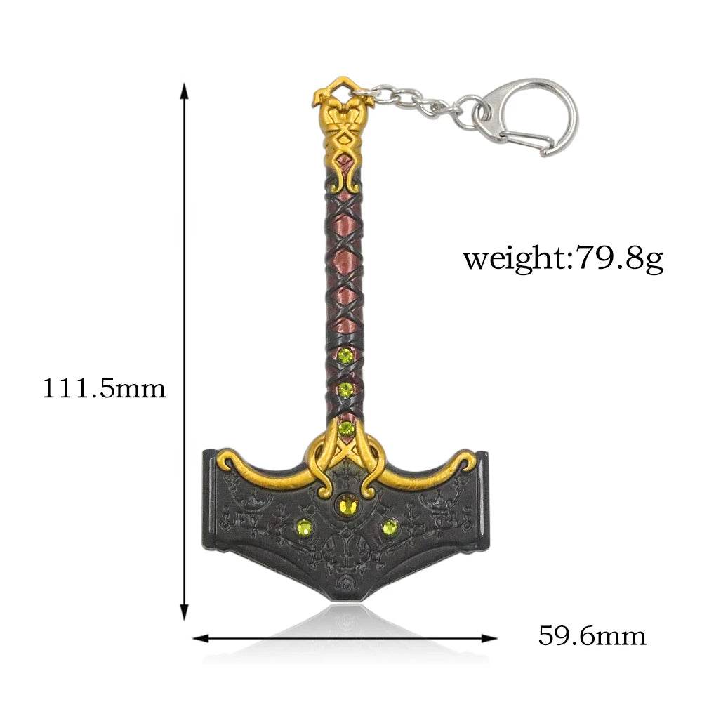 New God of War Ragnarok Keychain Kratos Ares Thor's Hammer Mjolnir Blades of Exile Leviathan Axe Weapon Penant Key Chain Jewelry - HORA GIFT