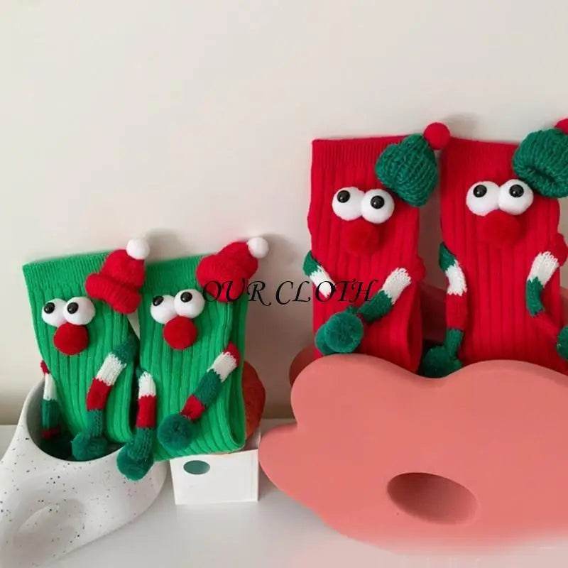 Funny Christmas Hand Socks for Kids Cartoon Big Eyes Novelty Middle Tube Socks Hosiery Holiday Party Gift Y1AC - HORA GIFT