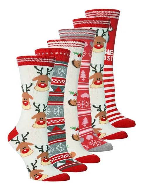 Christmas Mid-Calf Socks for Men Women Santa Claus Autumn Winter Gingerbread Man Cotton Elastic Gift Party Calf-Length Socks - HORA GIFT