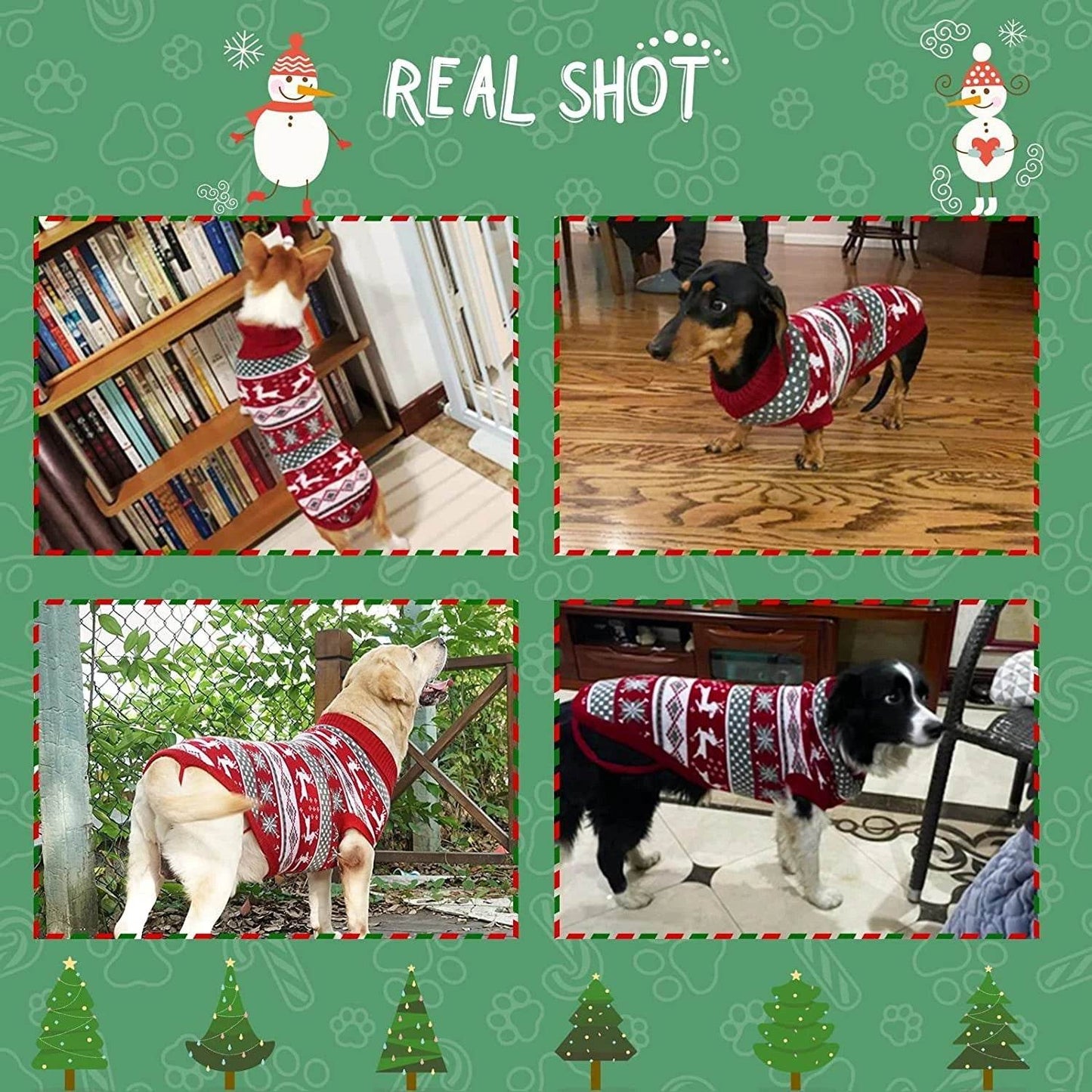 Christmas Dog Sweater Medium Large Dogs Reindeer Snowflake Knitted Sweater - HORA GIFT