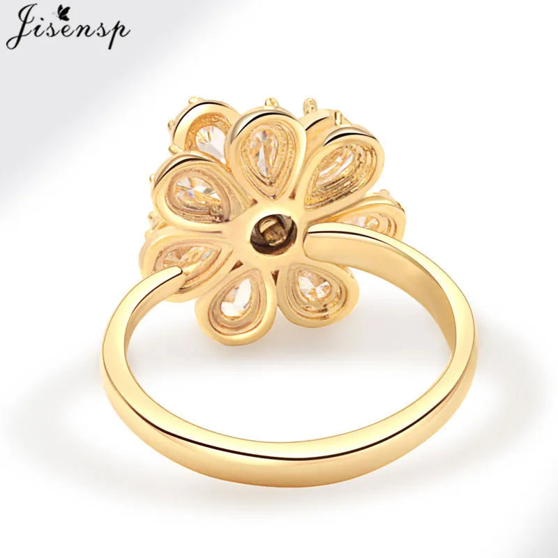 Korean Woman Anxiety Relaxing Ring Multiple Crystal Sunflower Snowflake Knuckle Rings Anti Stress Jewelry Girls Rotating Gift