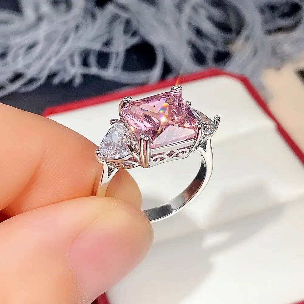 High Quality Big AAA Pink Yellow White Zircon Rings - HORA GIFT