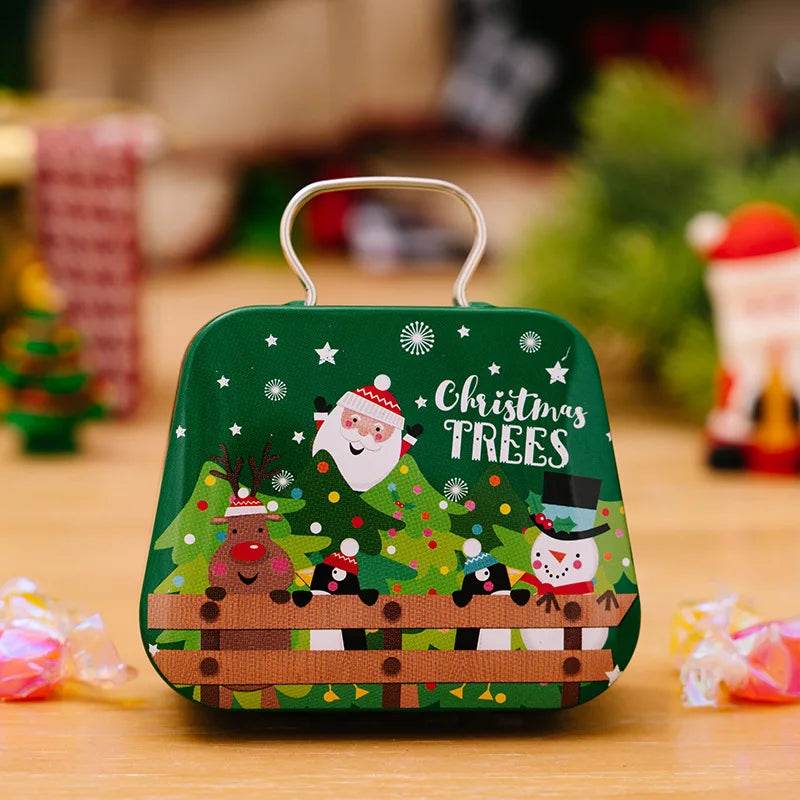 Christmas Decoration Metal Box Handbag Shape Tin Jar Jewelry Storage Cas - HORA GIFT