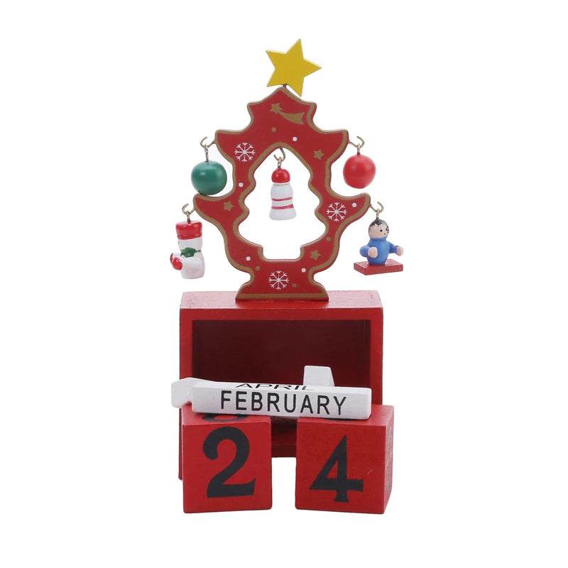 Christmas Count Down Calendar Santa Claus Elk Snowman Wooden Calendar - HORA GIFT
