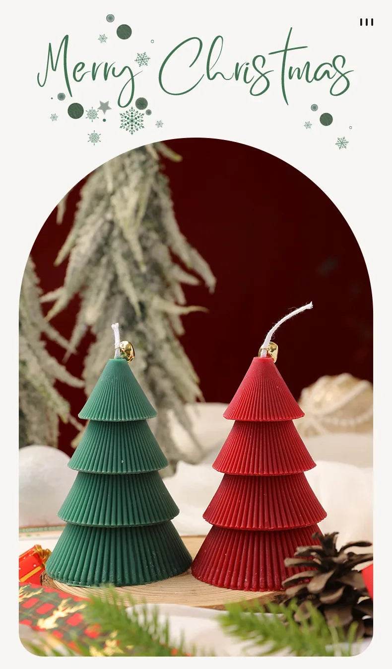Christmas Tree Candle for Festive Decor Red Green Home Decorative Candle - HORA GIFT