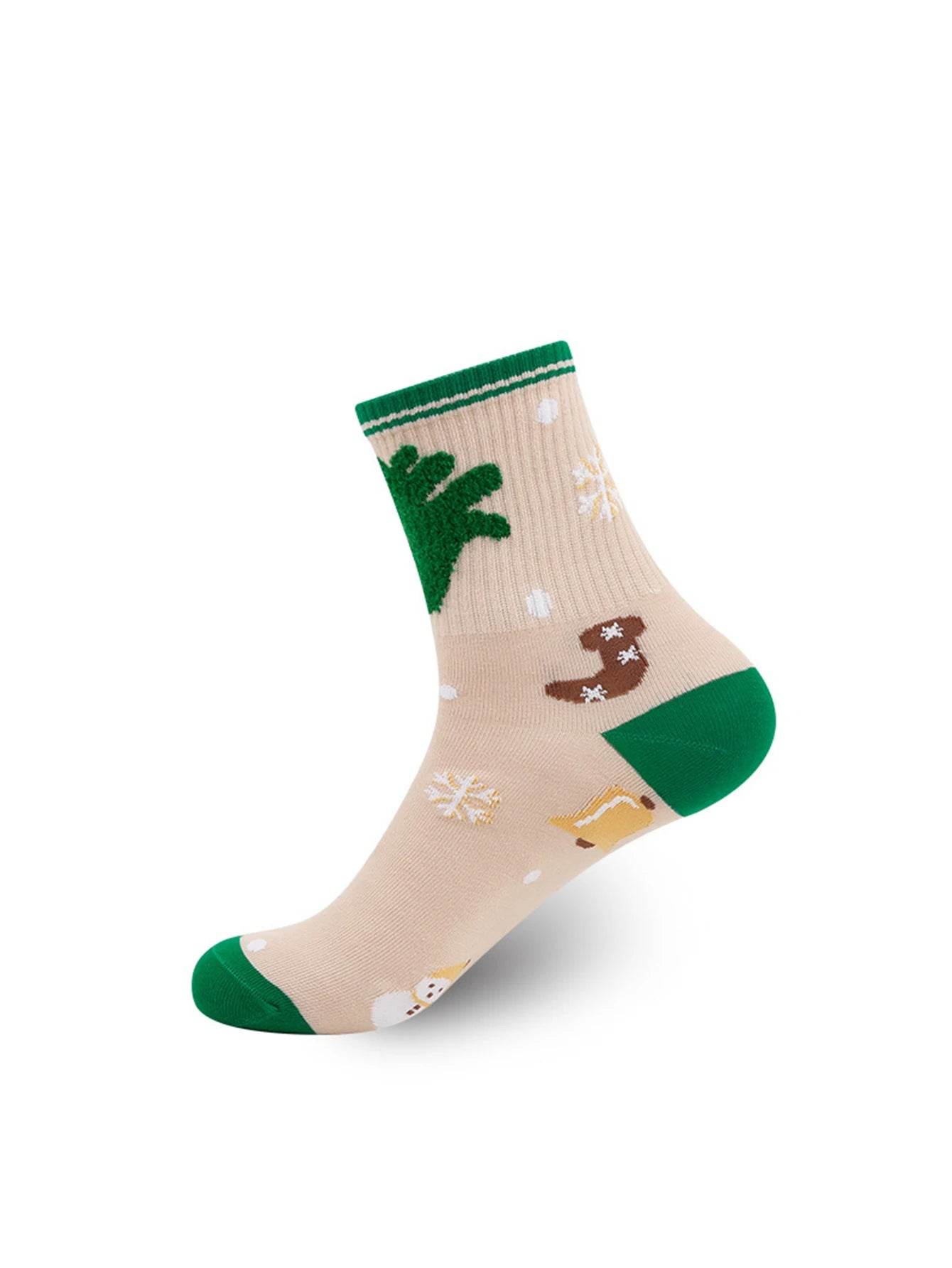 5 Pairs Socks Cartoon Christmas Socks Snowman Elk Socks Women Socks - HORA GIFT