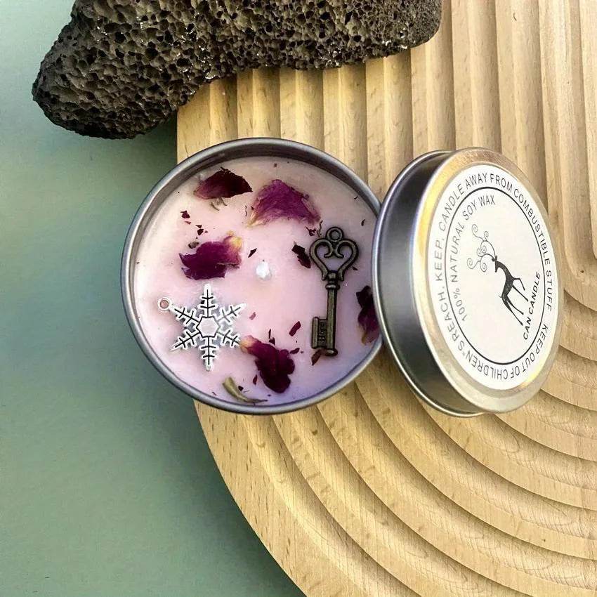 Crystal Dried Flower Scented Candles Atique Copper Accessories Aromatherapy Silver Tin Can Candles Handmade Candles - HORA GIFT