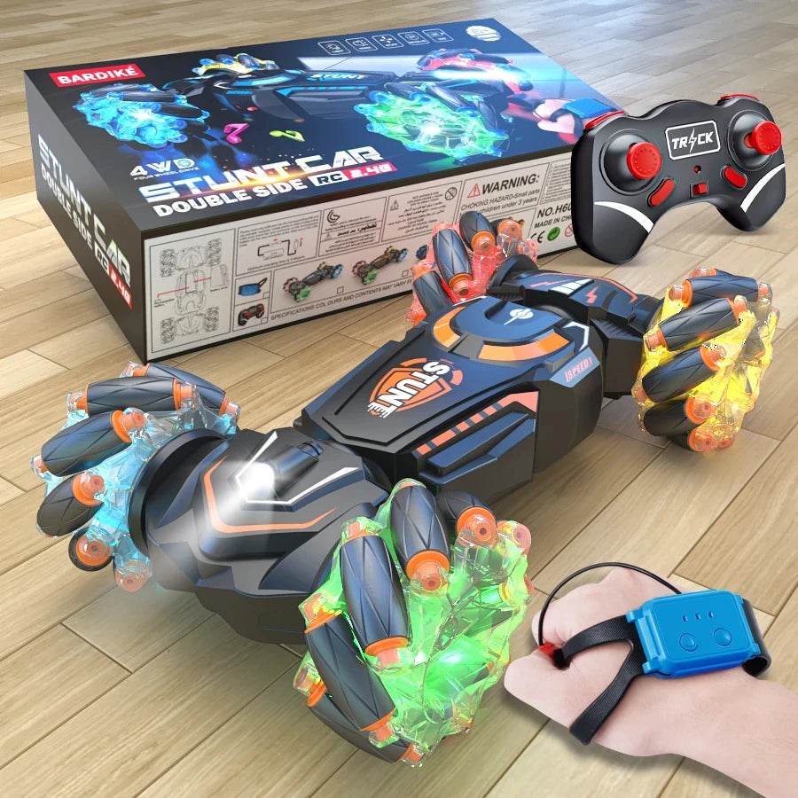 4WD RC stunt car rotation drift 2.4G wireless remote control car children's and boys sound and light toy car - HORA GIFT