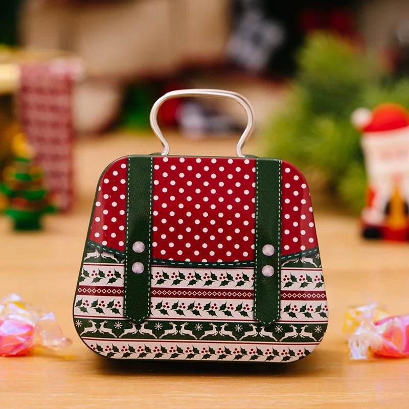 Christmas Decoration Metal Box Handbag Shape Tin Jar Jewelry Storage Cas - HORA GIFT