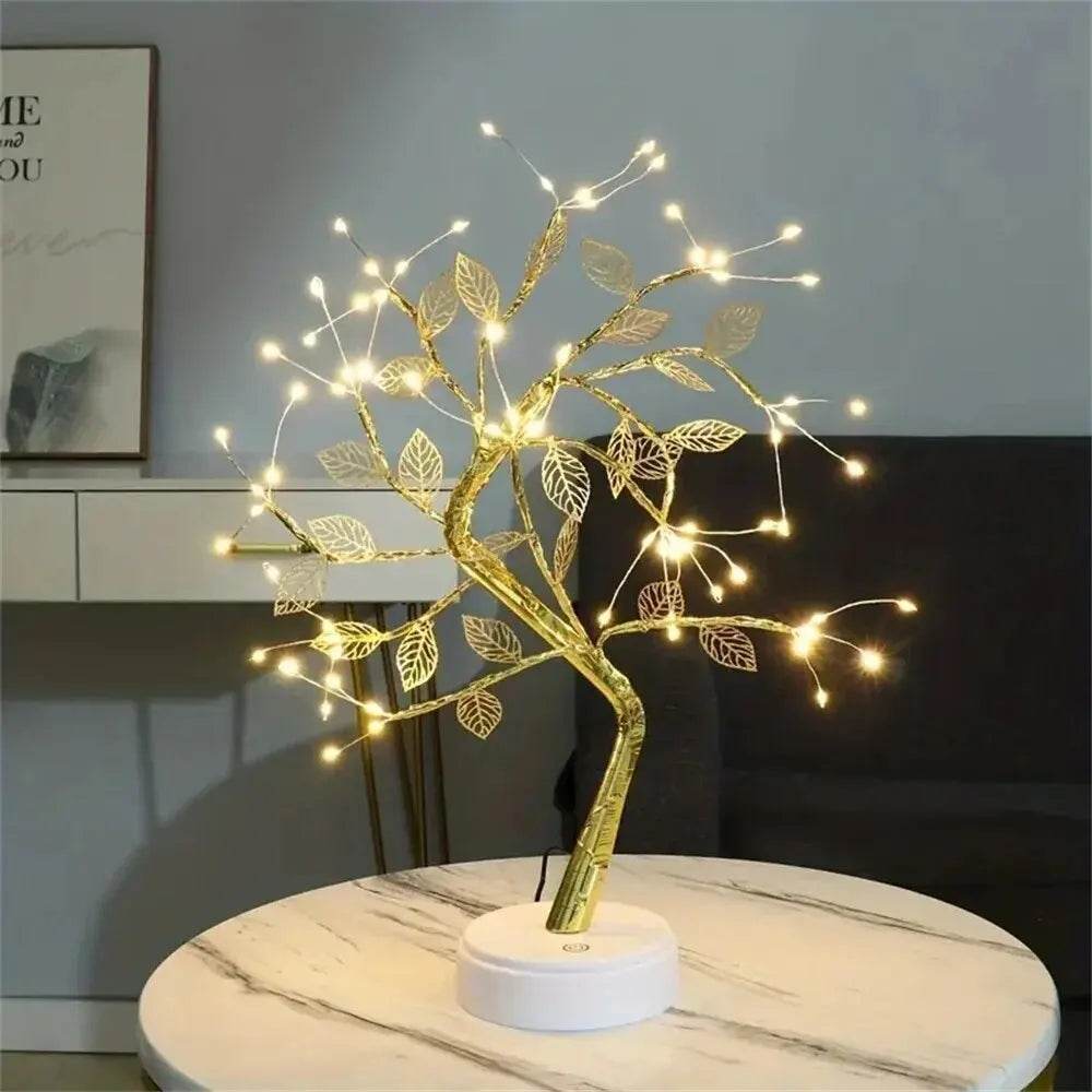 LED Rose Leaf Table Lamp USB Christmas Tree Fairy Light Night Lights Home DIY Party Wedding Bedroom Decoration Mother's Day Gift - HORA GIFT
