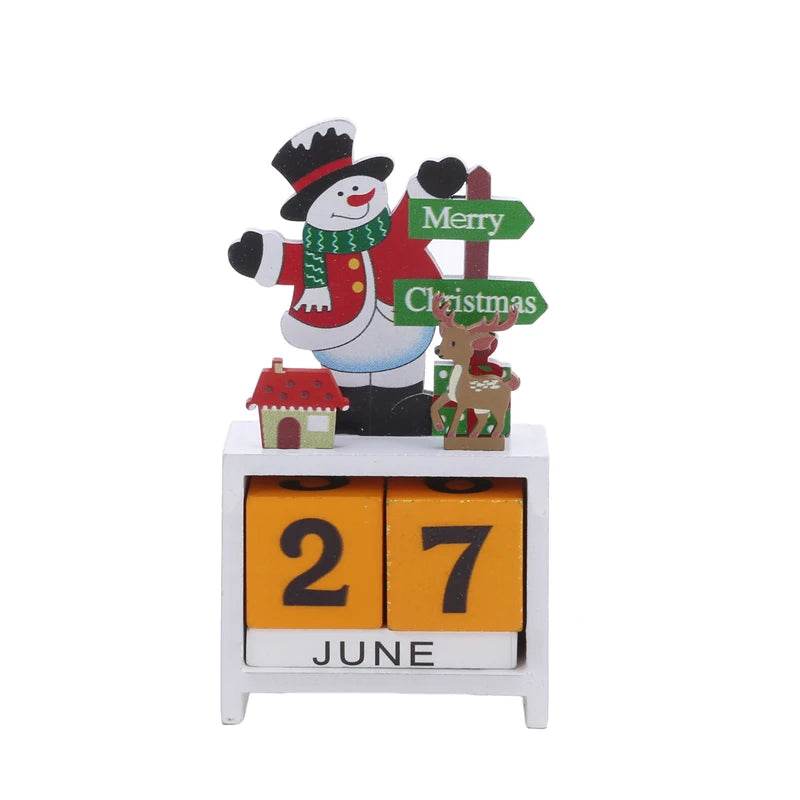 Christmas Count Down Calendar Santa Claus Elk Snowman Wooden Calendar - HORA GIFT
