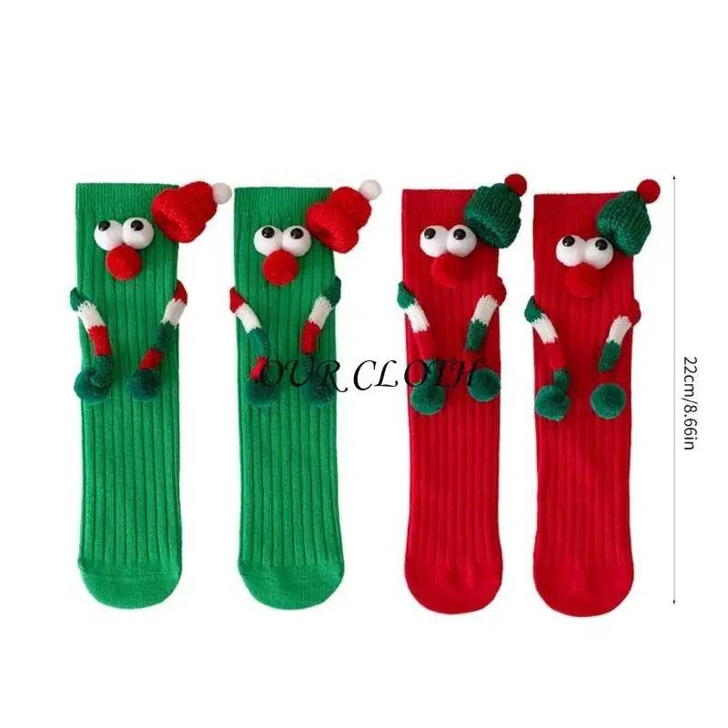 Funny Christmas Hand Socks for Kids Cartoon Big Eyes Novelty Middle Tube Socks Hosiery Holiday Party Gift Y1AC - HORA GIFT