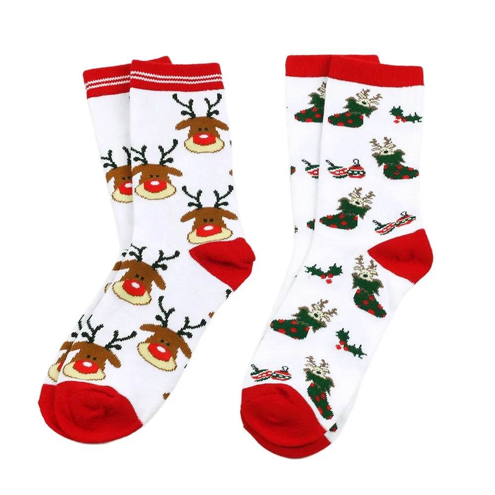 Christmas Mid-Calf Socks for Men Women Santa Claus Autumn Winter Gingerbread Man Cotton Elastic Gift Party Calf-Length Socks - HORA GIFT