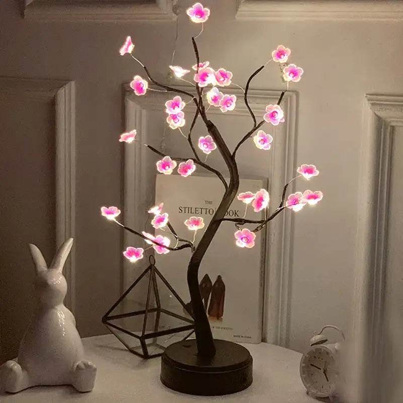LED Rose Leaf Table Lamp USB Christmas Tree Fairy Light Night Lights Home DIY Party Wedding Bedroom Decoration Mother's Day Gift - HORA GIFT