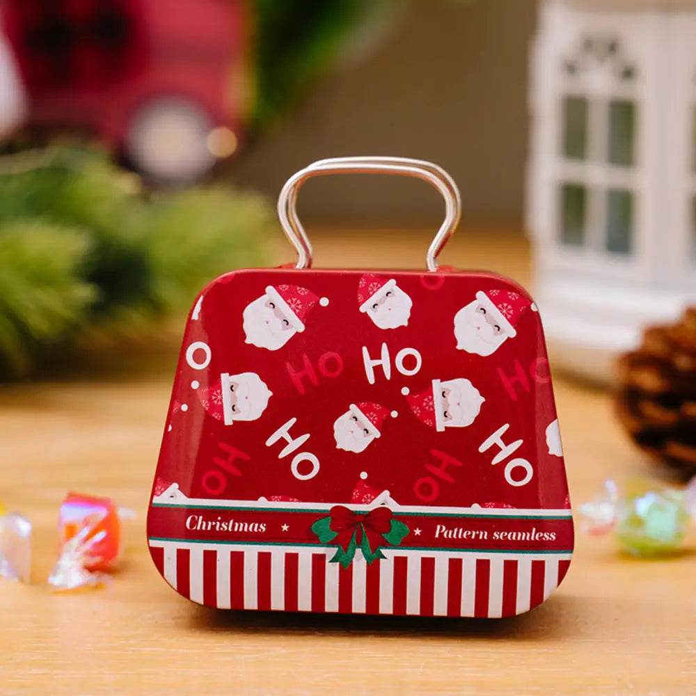 Christmas Decoration Metal Box Handbag Shape Tin Jar Jewelry Storage Cas - HORA GIFT