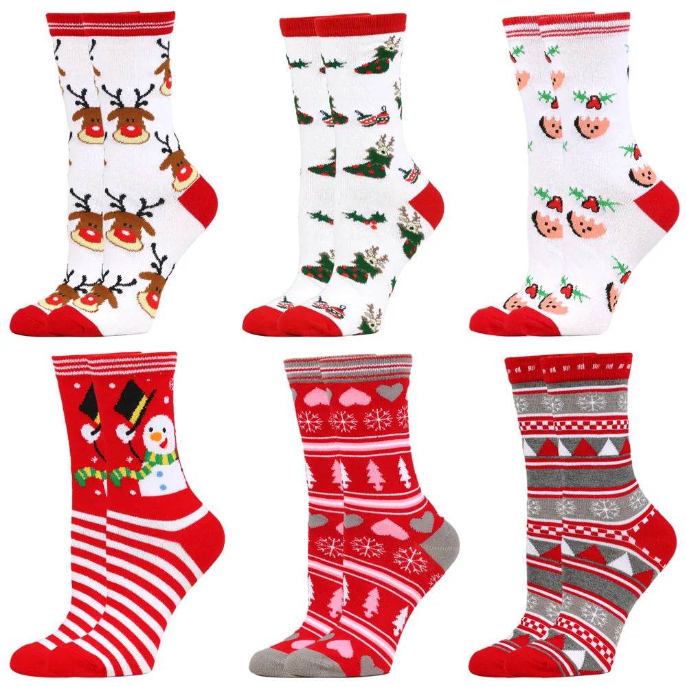 Christmas Mid-Calf Socks for Men Women Santa Claus Autumn Winter Gingerbread Man Cotton Elastic Gift Party Calf-Length Socks - HORA GIFT