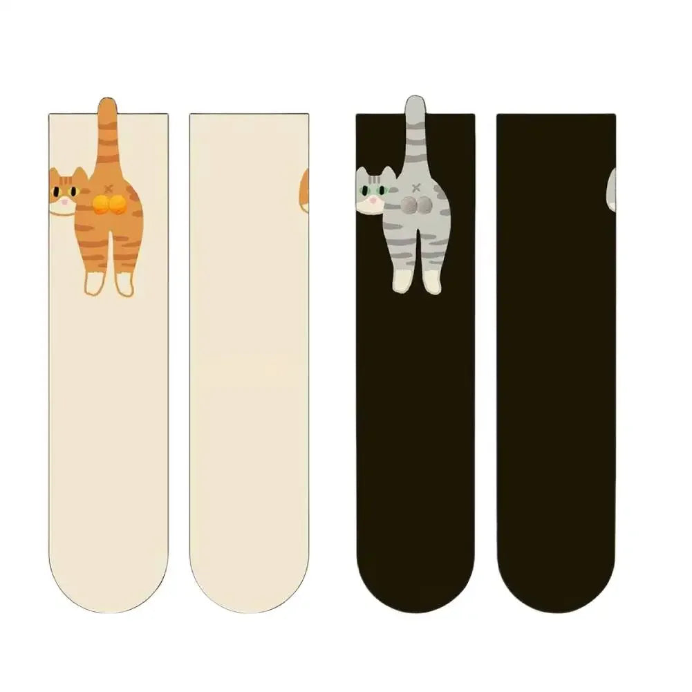 2/1Pair Funny Cotton Socks with Balls Soft Cotton Socks Breathable Cat Middle Tube Socks Novelty Gifts for Cat Lovers